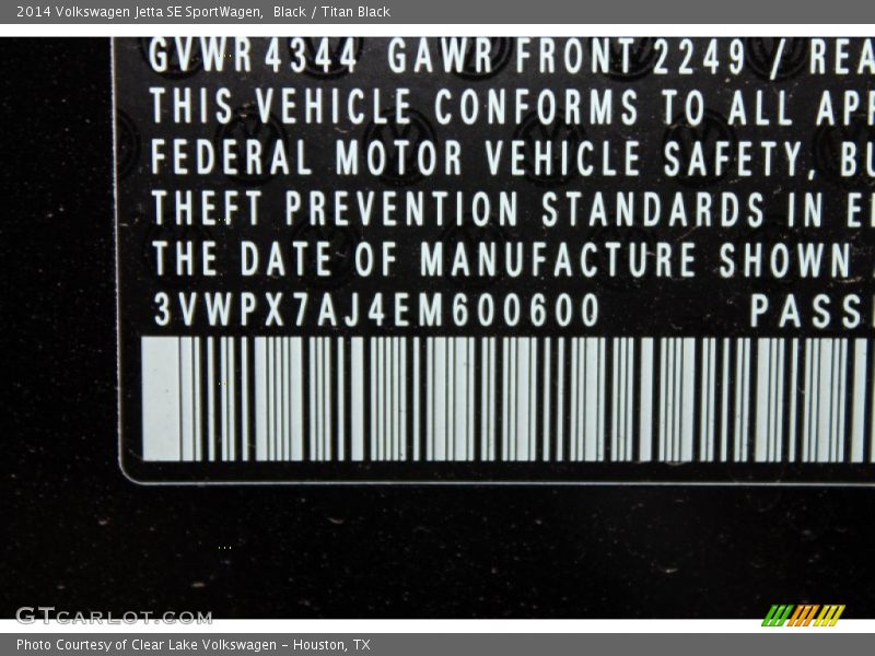 Black / Titan Black 2014 Volkswagen Jetta SE SportWagen