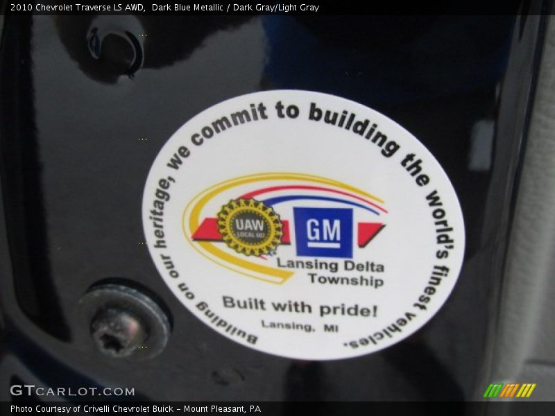 Dark Blue Metallic / Dark Gray/Light Gray 2010 Chevrolet Traverse LS AWD
