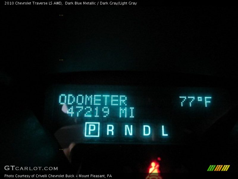 Dark Blue Metallic / Dark Gray/Light Gray 2010 Chevrolet Traverse LS AWD