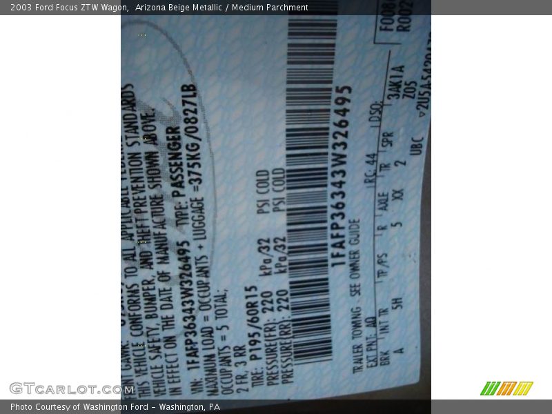 Arizona Beige Metallic / Medium Parchment 2003 Ford Focus ZTW Wagon