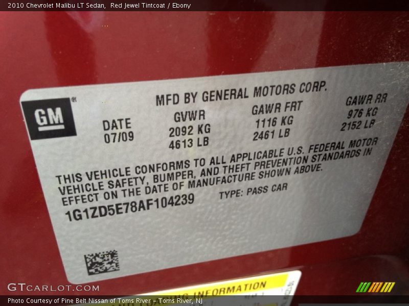 Red Jewel Tintcoat / Ebony 2010 Chevrolet Malibu LT Sedan