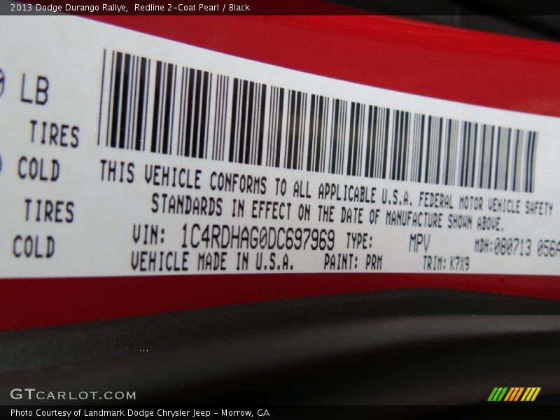 Redline 2-Coat Pearl / Black 2013 Dodge Durango Rallye