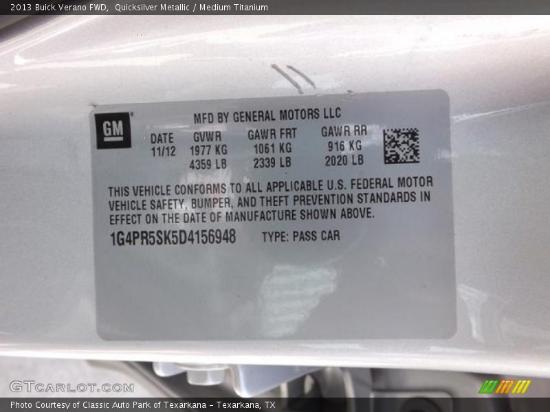 Quicksilver Metallic / Medium Titanium 2013 Buick Verano FWD