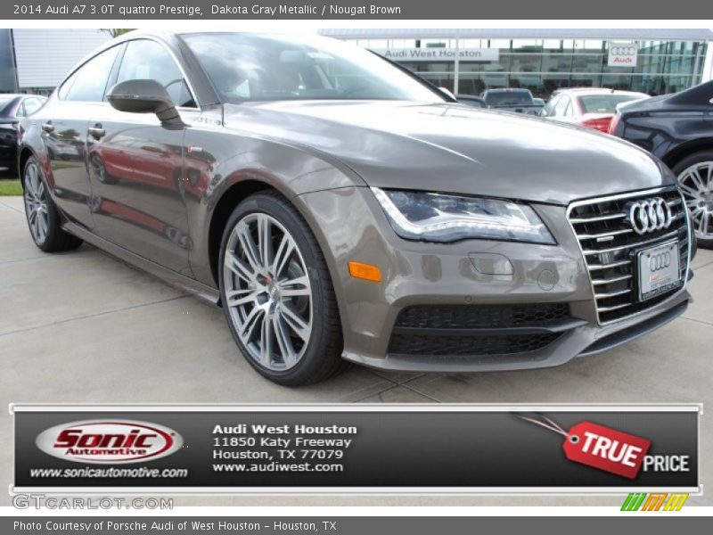 Dakota Gray Metallic / Nougat Brown 2014 Audi A7 3.0T quattro Prestige