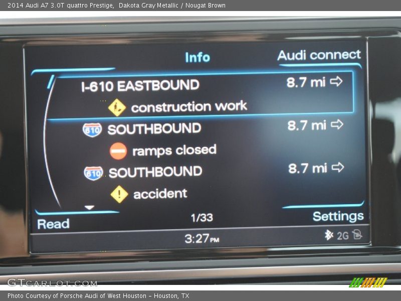 Dakota Gray Metallic / Nougat Brown 2014 Audi A7 3.0T quattro Prestige