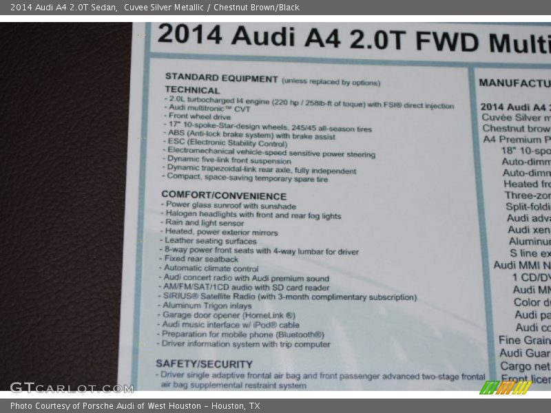Cuvee Silver Metallic / Chestnut Brown/Black 2014 Audi A4 2.0T Sedan