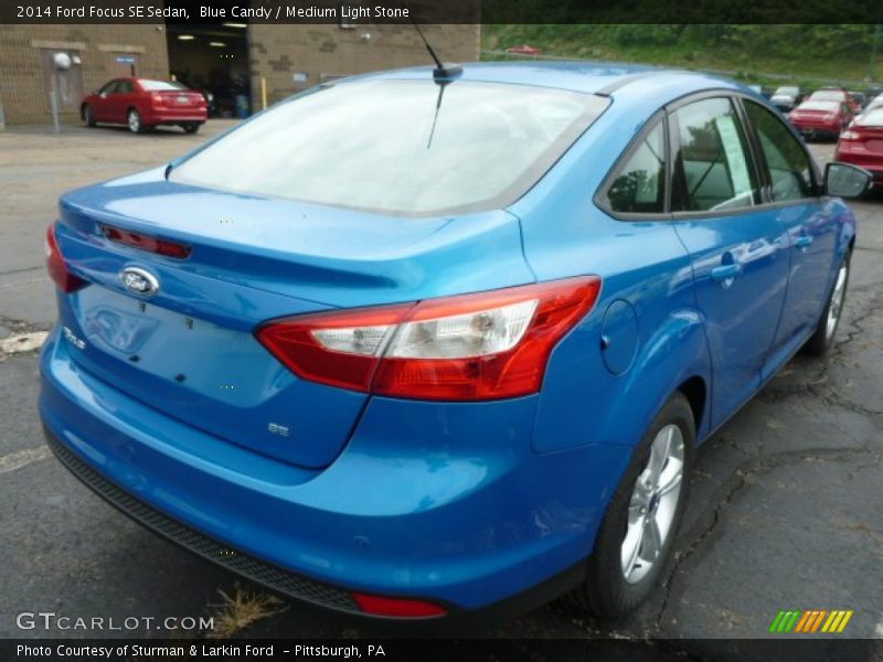 Blue Candy / Medium Light Stone 2014 Ford Focus SE Sedan