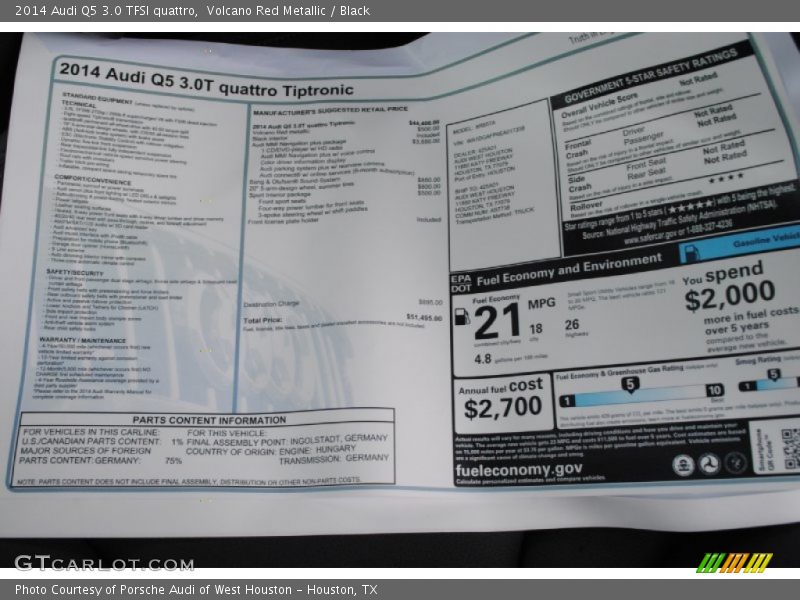 Volcano Red Metallic / Black 2014 Audi Q5 3.0 TFSI quattro