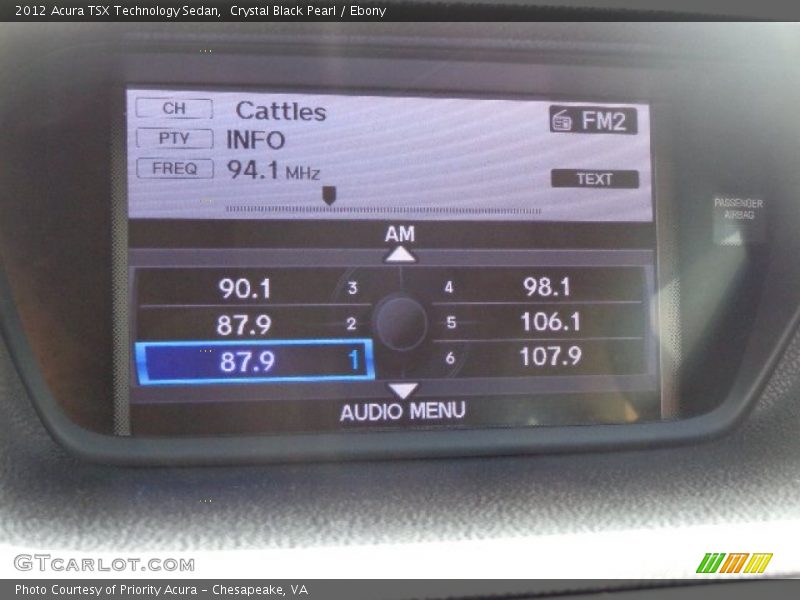 Crystal Black Pearl / Ebony 2012 Acura TSX Technology Sedan