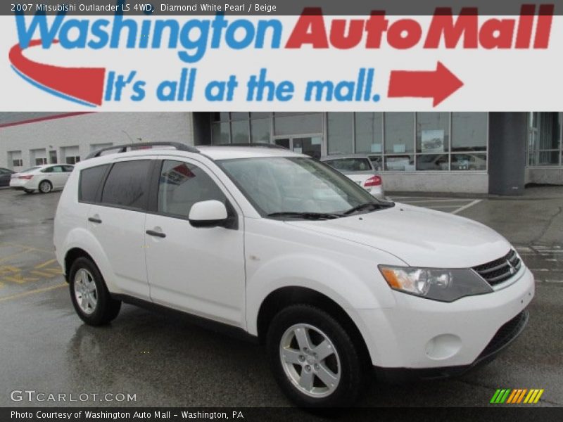 Diamond White Pearl / Beige 2007 Mitsubishi Outlander LS 4WD