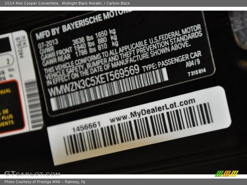 Midnight Black Metallic / Carbon Black 2014 Mini Cooper Convertible