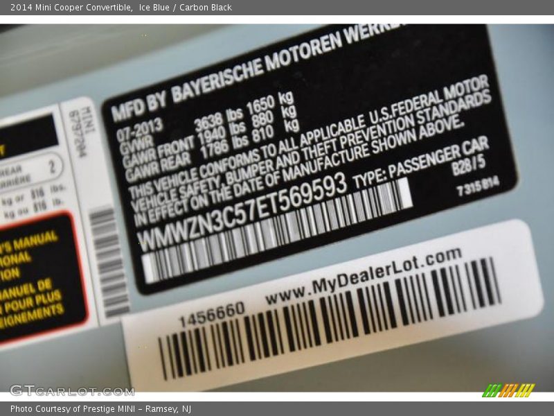 2014 Cooper Convertible Ice Blue Color Code B28
