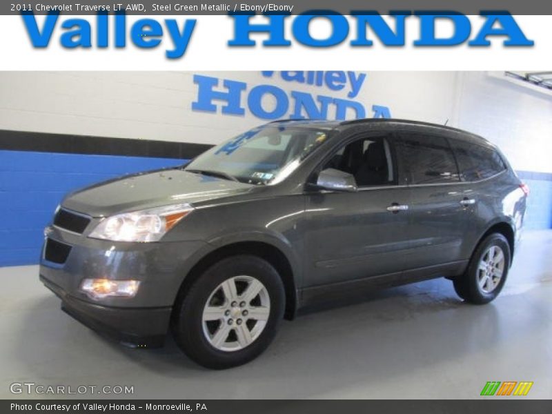 Steel Green Metallic / Ebony/Ebony 2011 Chevrolet Traverse LT AWD