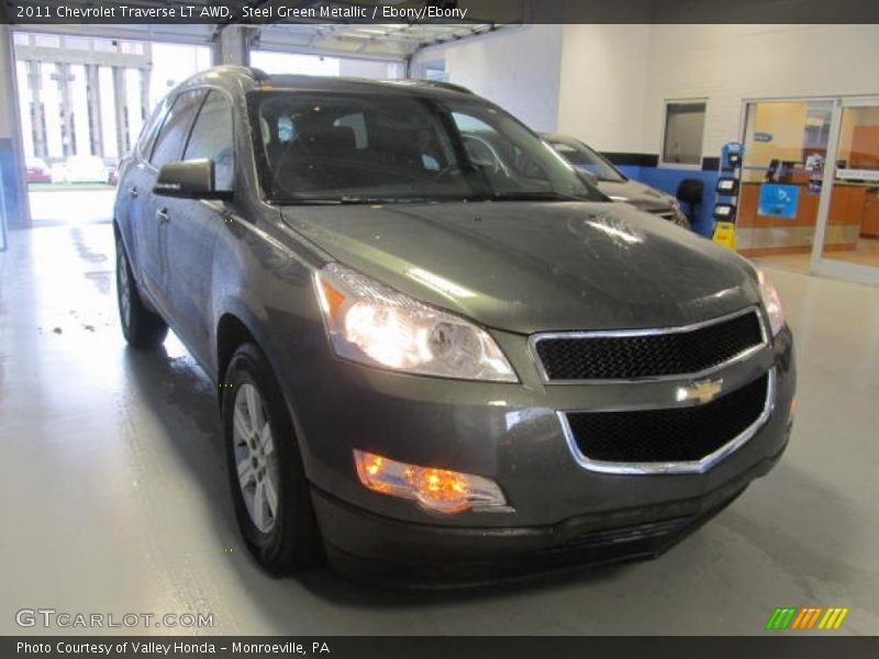 Steel Green Metallic / Ebony/Ebony 2011 Chevrolet Traverse LT AWD