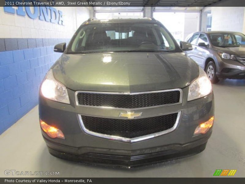 Steel Green Metallic / Ebony/Ebony 2011 Chevrolet Traverse LT AWD