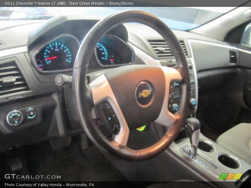Steel Green Metallic / Ebony/Ebony 2011 Chevrolet Traverse LT AWD