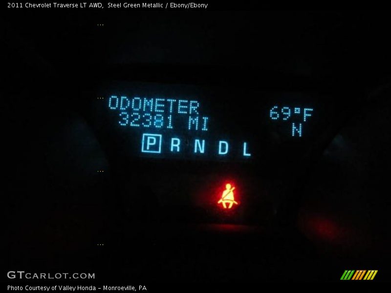 Steel Green Metallic / Ebony/Ebony 2011 Chevrolet Traverse LT AWD