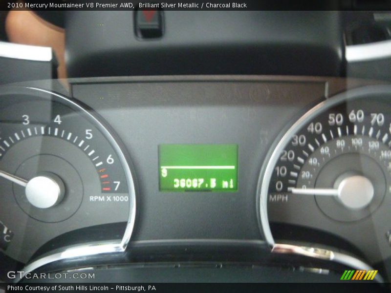 Brilliant Silver Metallic / Charcoal Black 2010 Mercury Mountaineer V8 Premier AWD