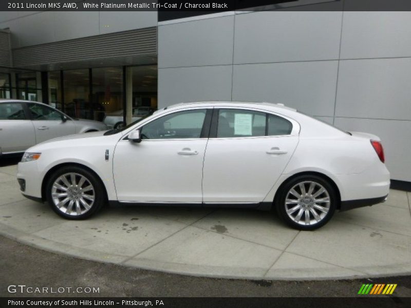 White Platinum Metallic Tri-Coat / Charcoal Black 2011 Lincoln MKS AWD