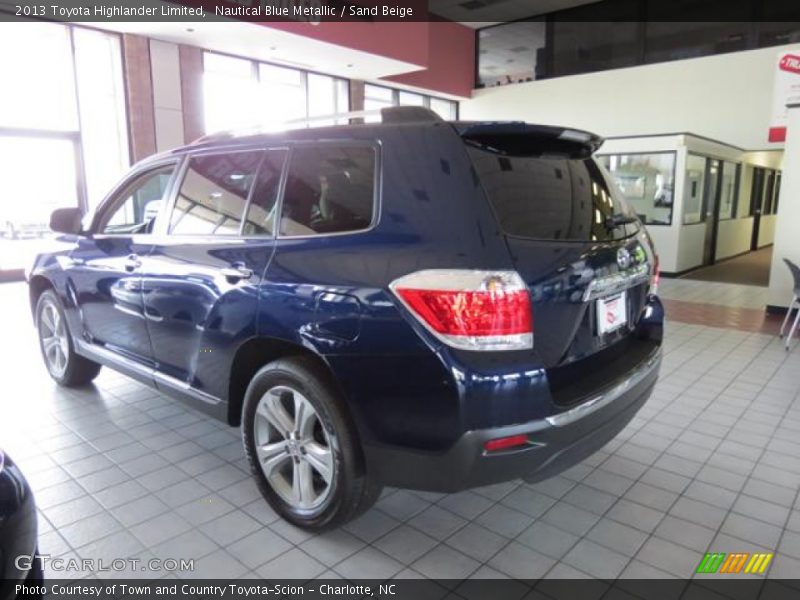 Nautical Blue Metallic / Sand Beige 2013 Toyota Highlander Limited