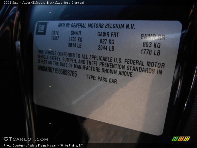 Black Sapphire / Charcoal 2008 Saturn Astra XE Sedan