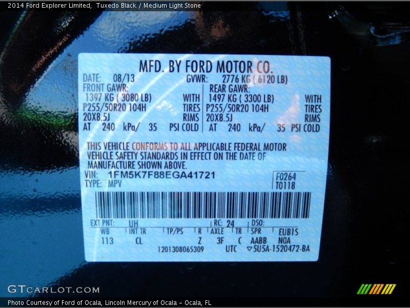 2014 Explorer Limited Tuxedo Black Color Code UH