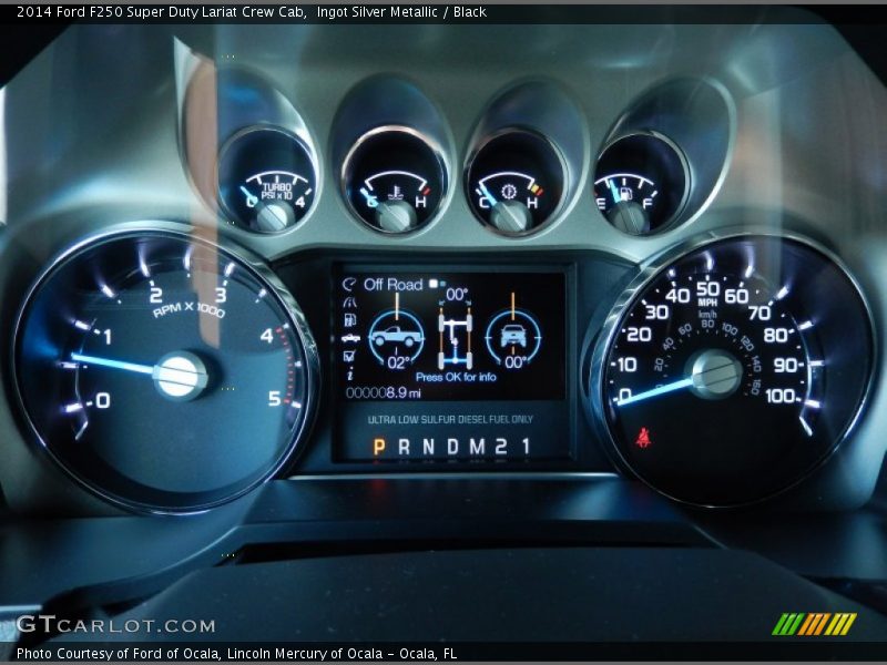 Ingot Silver Metallic / Black 2014 Ford F250 Super Duty Lariat Crew Cab