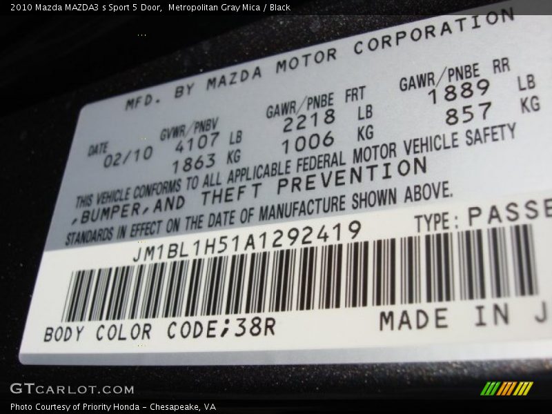 Metropolitan Gray Mica / Black 2010 Mazda MAZDA3 s Sport 5 Door