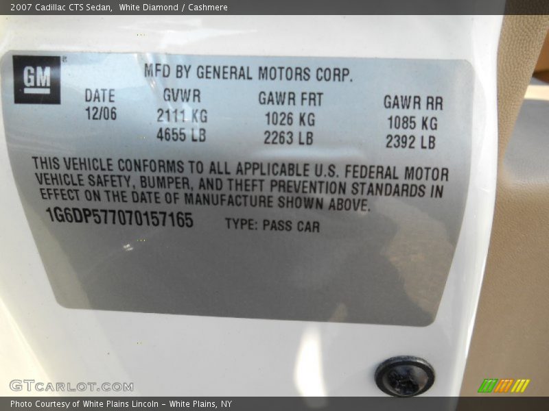 White Diamond / Cashmere 2007 Cadillac CTS Sedan