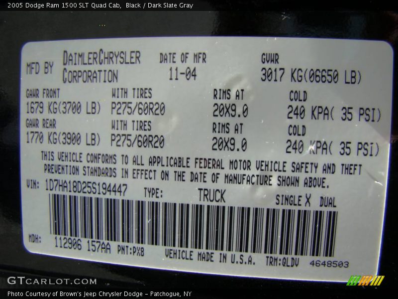 Black / Dark Slate Gray 2005 Dodge Ram 1500 SLT Quad Cab