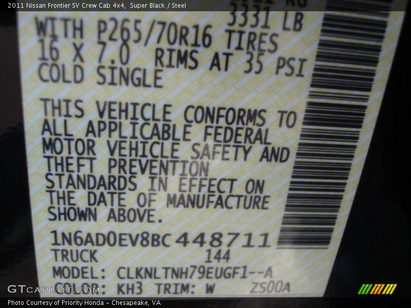 Super Black / Steel 2011 Nissan Frontier SV Crew Cab 4x4