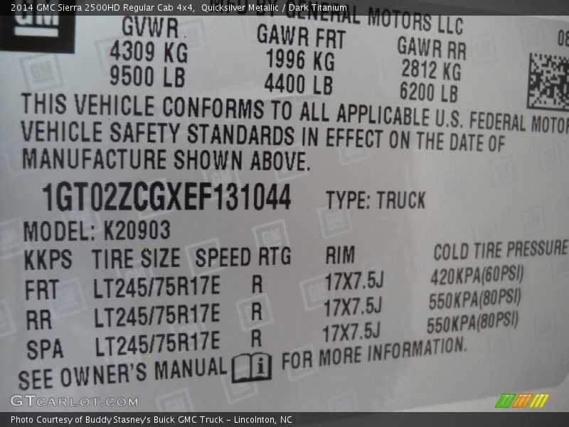 Quicksilver Metallic / Dark Titanium 2014 GMC Sierra 2500HD Regular Cab 4x4