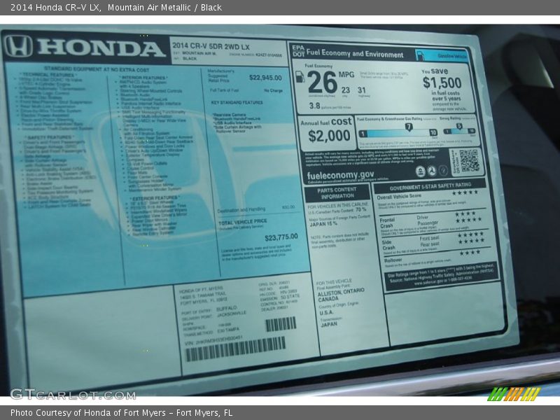  2014 CR-V LX Window Sticker