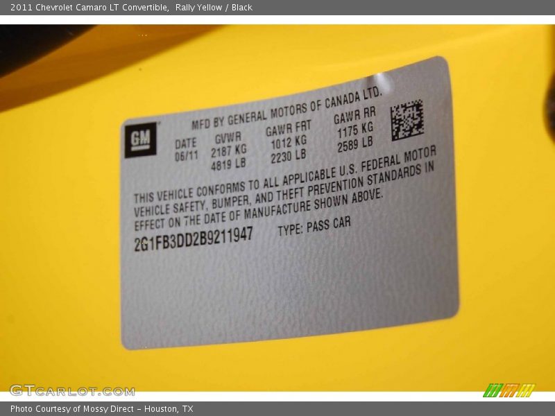 Rally Yellow / Black 2011 Chevrolet Camaro LT Convertible