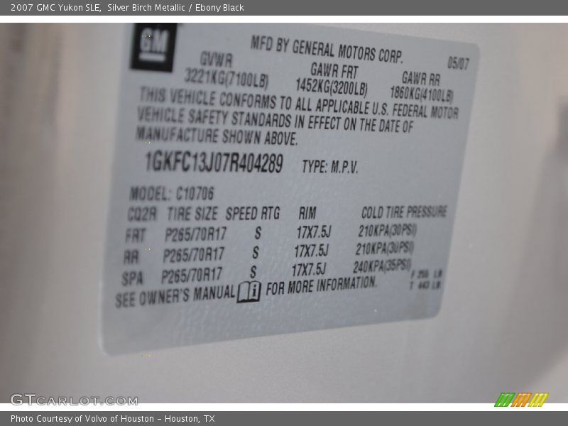 Silver Birch Metallic / Ebony Black 2007 GMC Yukon SLE