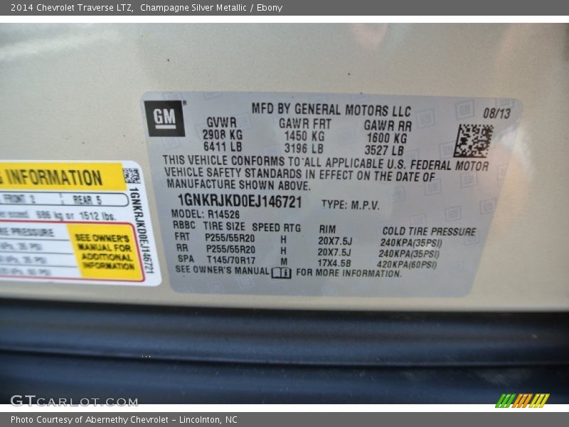 Champagne Silver Metallic / Ebony 2014 Chevrolet Traverse LTZ
