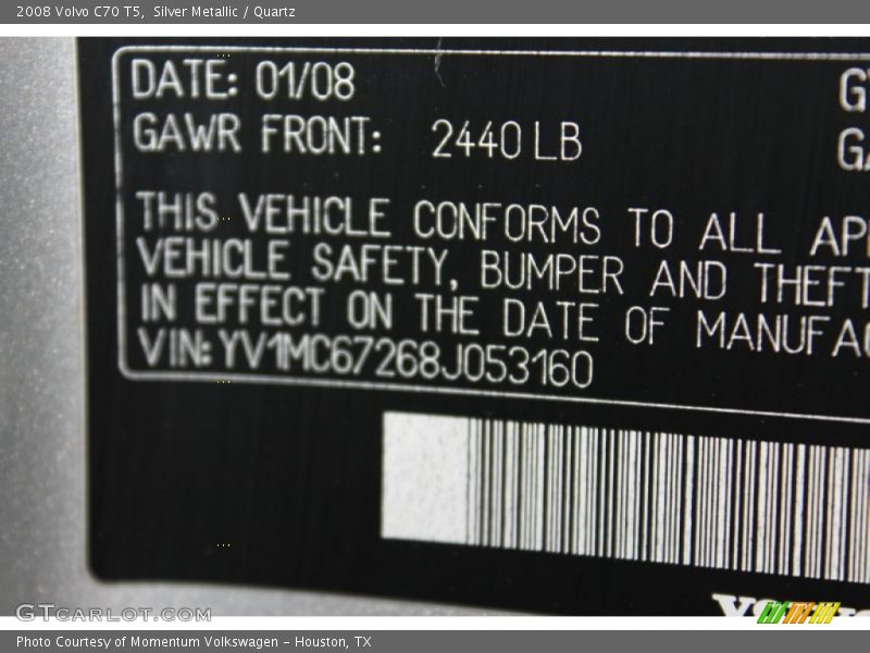 Silver Metallic / Quartz 2008 Volvo C70 T5