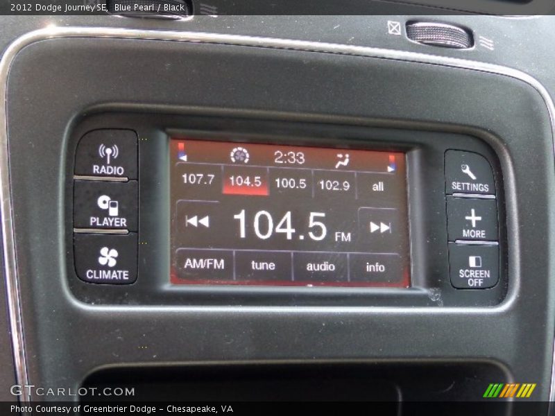 Blue Pearl / Black 2012 Dodge Journey SE