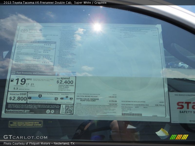 Super White / Graphite 2013 Toyota Tacoma V6 Prerunner Double Cab