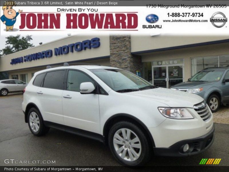 Satin White Pearl / Desert Beige 2011 Subaru Tribeca 3.6R Limited