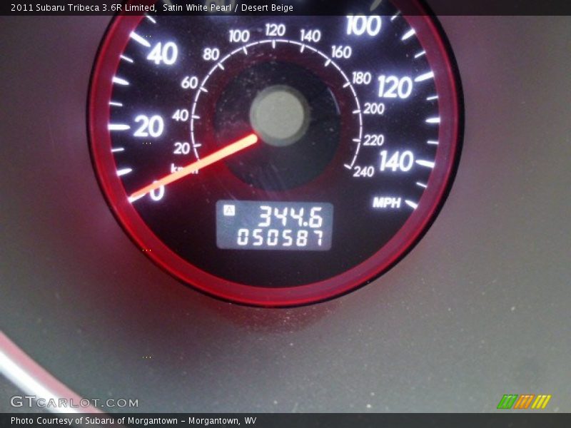 Satin White Pearl / Desert Beige 2011 Subaru Tribeca 3.6R Limited