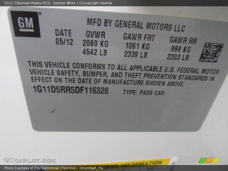 Summit White / Cocoa/Light Neutral 2013 Chevrolet Malibu ECO