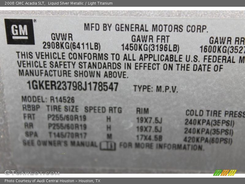 Liquid Silver Metallic / Light Titanium 2008 GMC Acadia SLT