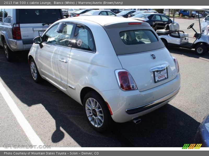 Bianco (White) / Marrone/Avorio (Brown/Ivory) 2013 Fiat 500 c cabrio Lounge