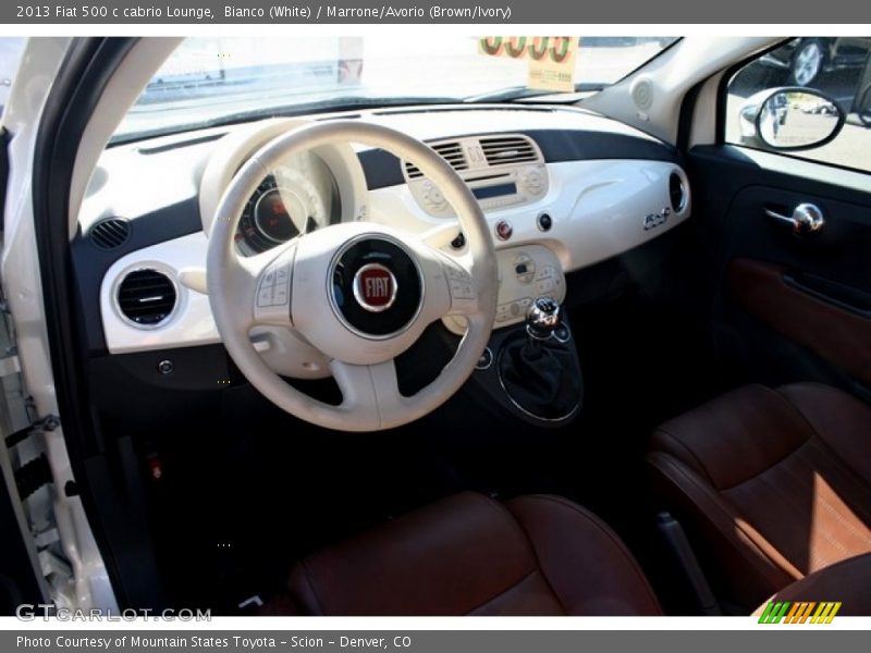 Bianco (White) / Marrone/Avorio (Brown/Ivory) 2013 Fiat 500 c cabrio Lounge