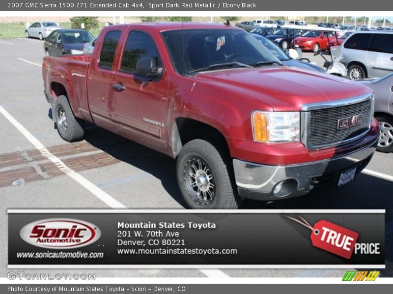 Sport Dark Red Metallic / Ebony Black 2007 GMC Sierra 1500 Z71 Extended Cab 4x4