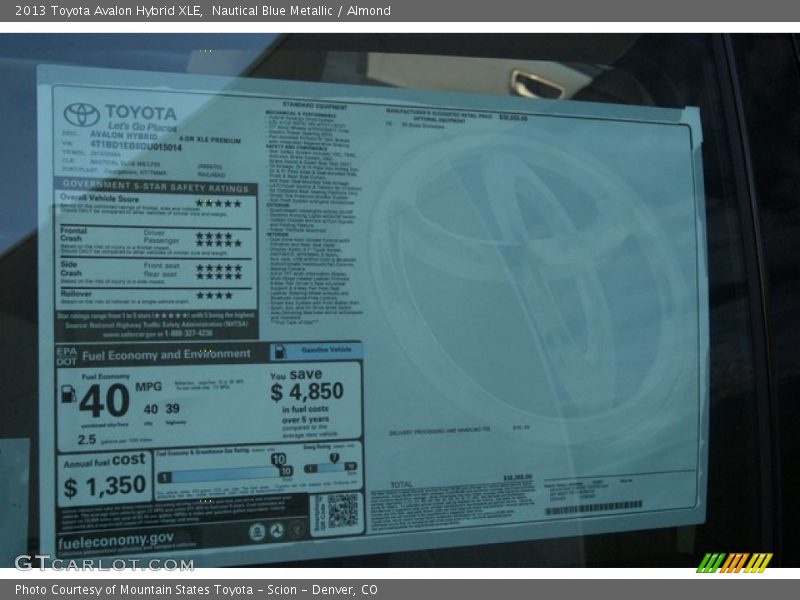 Nautical Blue Metallic / Almond 2013 Toyota Avalon Hybrid XLE