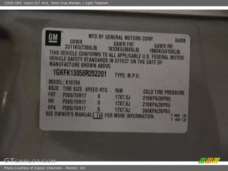 Steel Gray Metallic / Light Titanium 2008 GMC Yukon SLT 4x4
