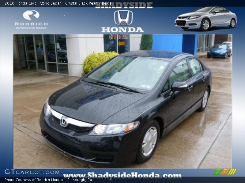 Crystal Black Pearl / Beige 2010 Honda Civic Hybrid Sedan