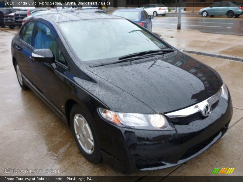 Crystal Black Pearl / Beige 2010 Honda Civic Hybrid Sedan
